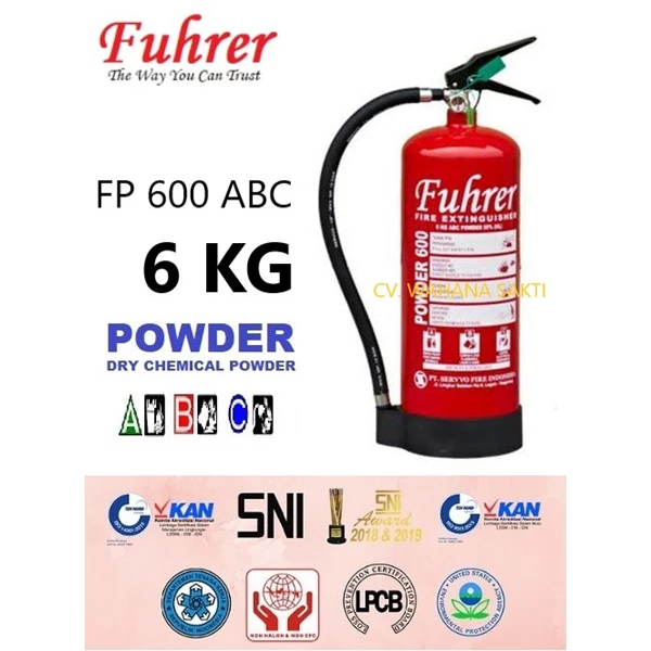 FUHRER Fire Extinguisher FP 600 ABC Capacity 6 Kg Media ABC Dry Chemical Powder