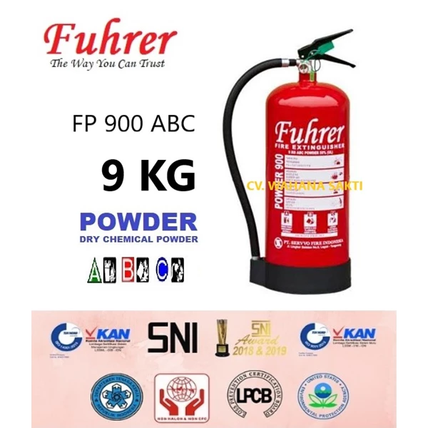 Tabung Pemadam Kebakaran FUHRER FP 900 ABC Kapasitas 9 Kg Media ABC Dry Chemical Powder