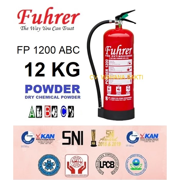 FUHRER Fire Extinguisher FP 1200 ABC Capacity 12 Kg Media ABC Dry Chemical Powder