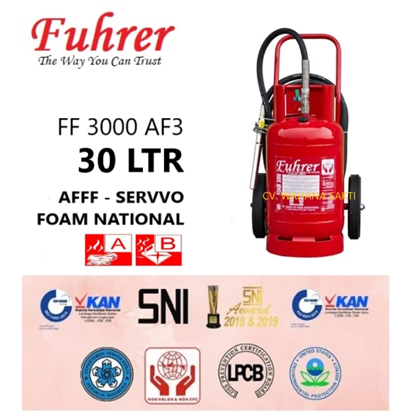 FUHRER FF 3000 AF3 Fire Extinguisher Capacity of 30 Ltr Media Foam