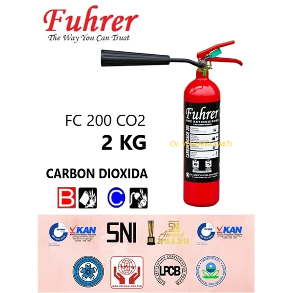 FUHRER FC 200 CO2 Fire Extinguisher Capacity 2 Kg Carbon Dioxide Media