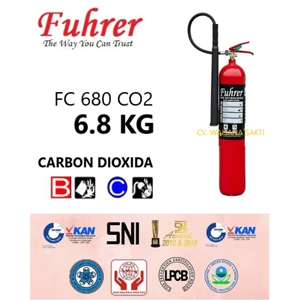 Tabung Pemadam Kebakaran FUHRER FC 680 CO2 Kapasitas 6.8 Kg Media Karbon Dioksida