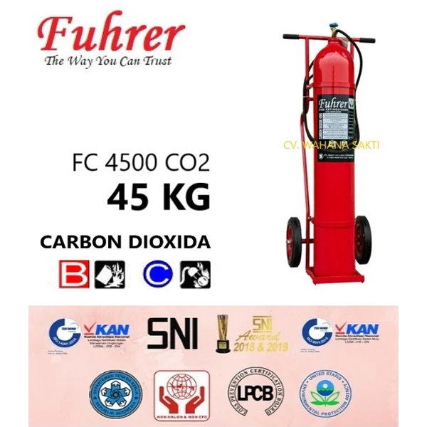 Tabung Pemadam Kebakaran FUHRER FC 4500 CO2 Kapasitas 45 Kg Media Karbon Dioksida