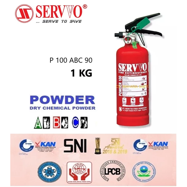 SERVVO P 100 ABC 90 Fire Extinguisher Capacity 1 Kg ABC Dry Chemical Powder Media 