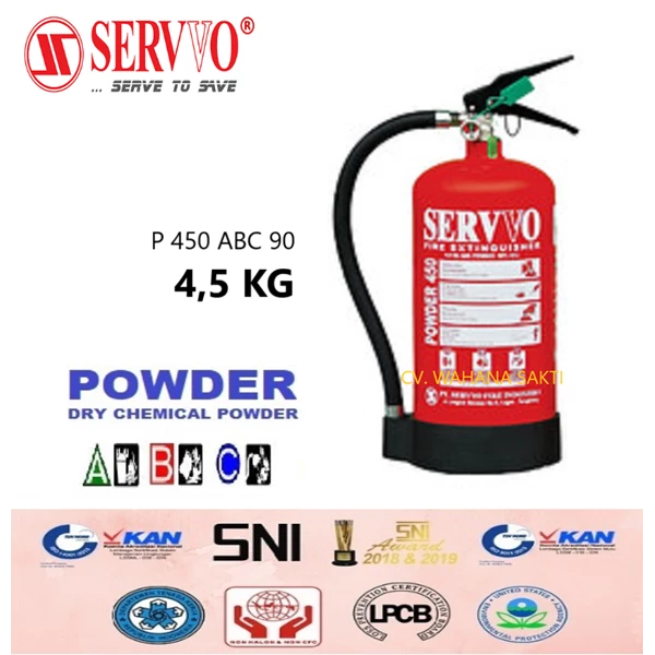 Alat Pemadam Kebakaran SERVVO P 450 ABC 90 Kapasitas 4.5 Kg Media ABC Dry Chemical Powder