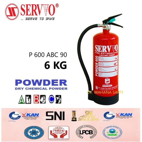 SERVVO P 600 ABC 90 Fire Extinguisher Capacity 6 Kg ABC Dry Chemical Powder Media 