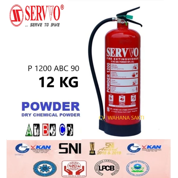 SERVVO P 1200 ABC 90 Fire Extinguisher Capacity 12 Kg ABC Dry Chemical Powder Media 