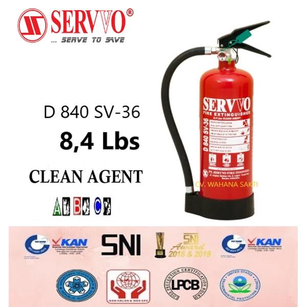 SERVVO D 840 SV-36 Fire Extinguisher Capacity 8.4 lbs Media Clean Agent