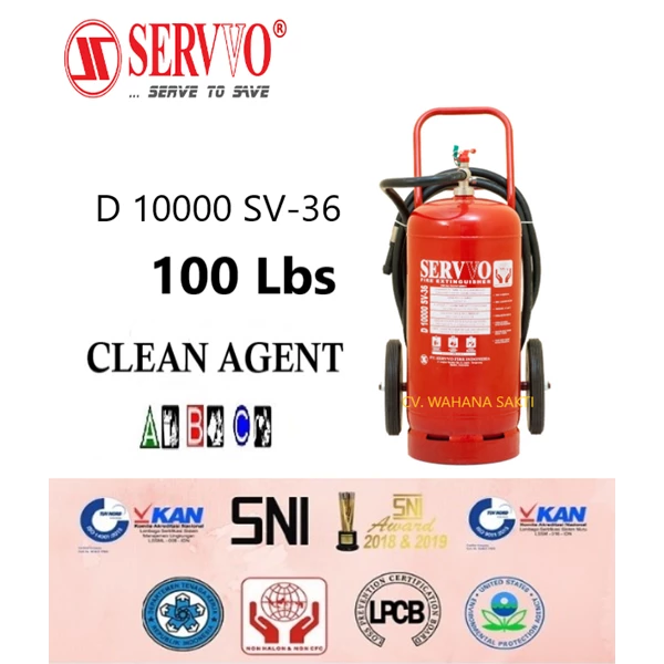 Alat Pemadam Kebakaran SERVVO D 10000 SV-36 Kapasitas 100 lbs Media Clean Agent 